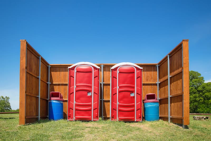 Short-term porta potty units staged for delivery in Merrimack, New Hampshire